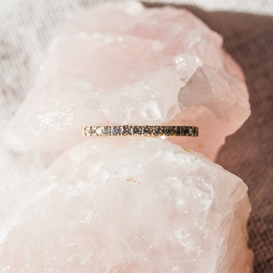Stackable half eternity ring with sparkling diamonds – minimalist luxury