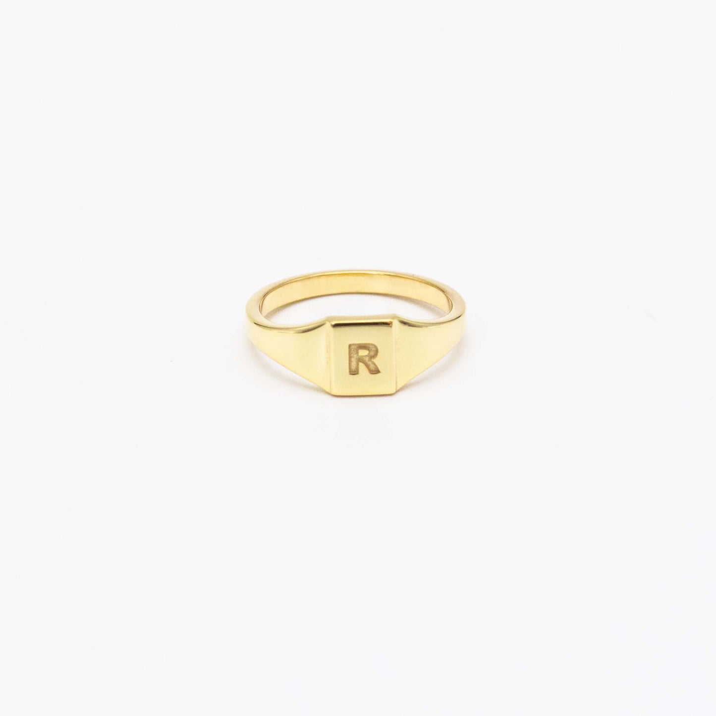 9ct gold pinky signet ring with personalised initial engraving