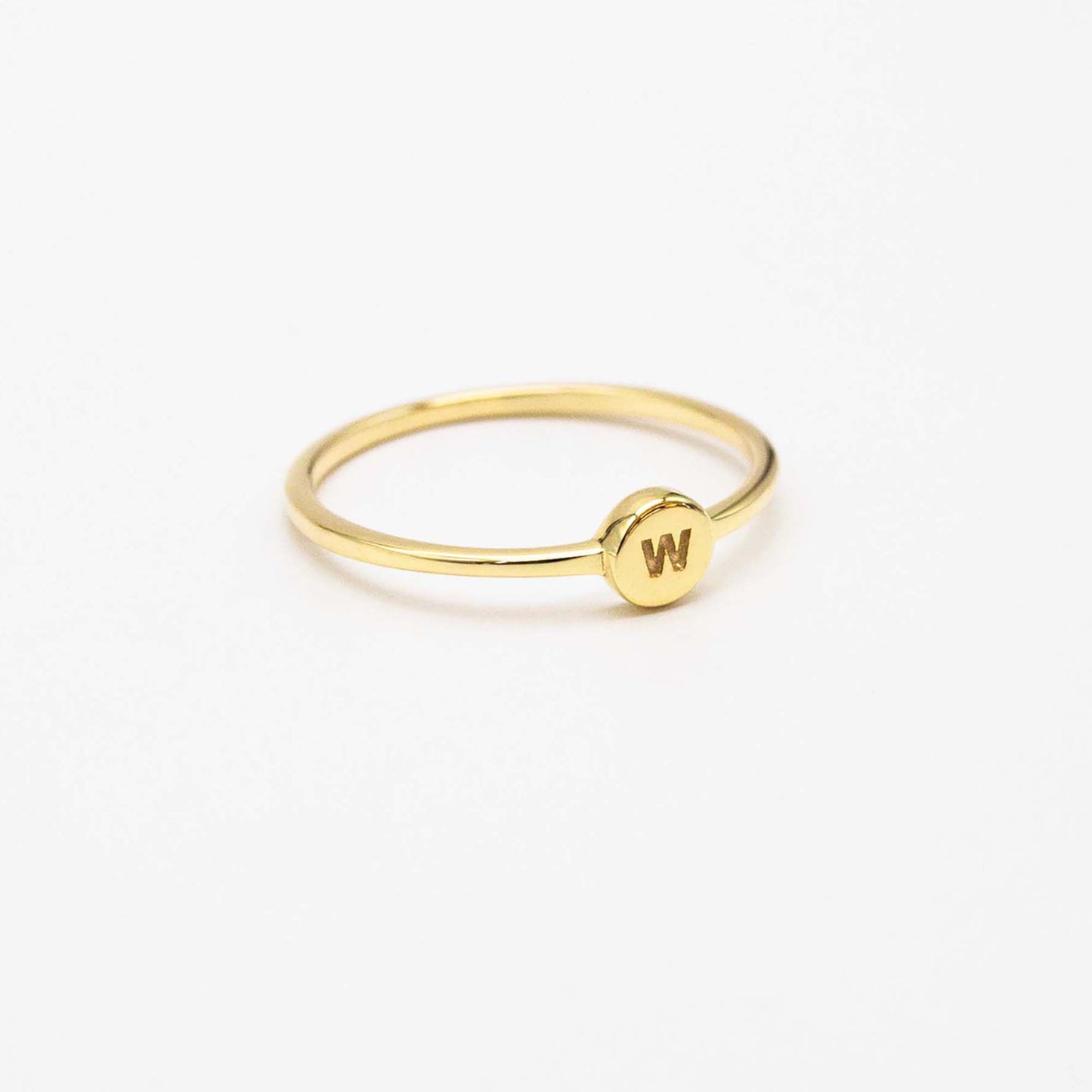 9ct gold petite signet stacker ring engraved with initial