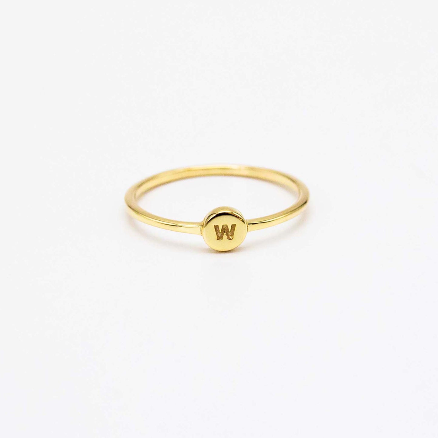 9ct gold petite signet stacker ring engraved with initial