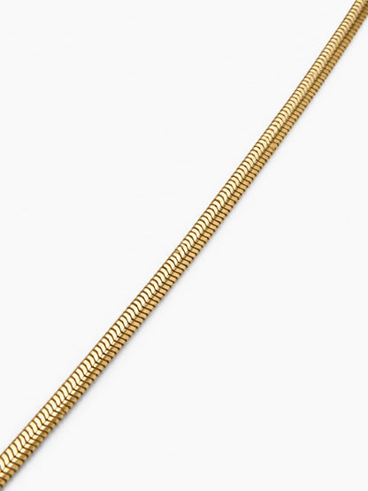 2.8mm flat snake chain in 9ct yellow gold flatly close up