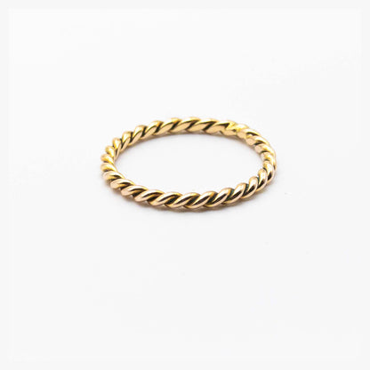 Minimalist bold twist ring – dainty solid gold design for stacking
