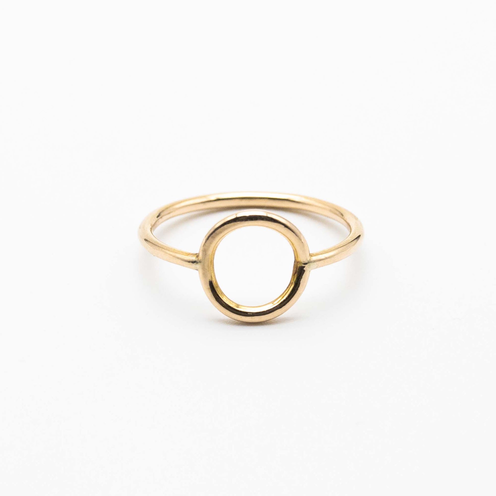 Stackable minimalist gold ring with circular design, made in South Africa