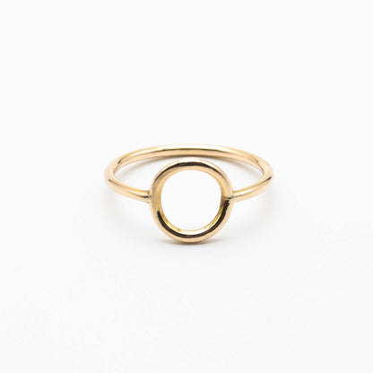 Stackable minimalist gold ring with circular design, made in South Africa