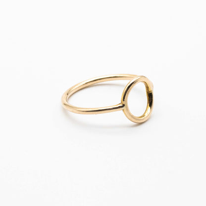 Stackable minimalist gold ring with circular design, made in South Africa