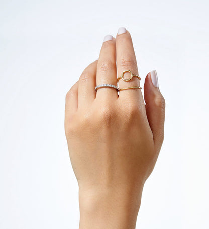 Stackable minimalist gold ring with circular design, made in South Africa