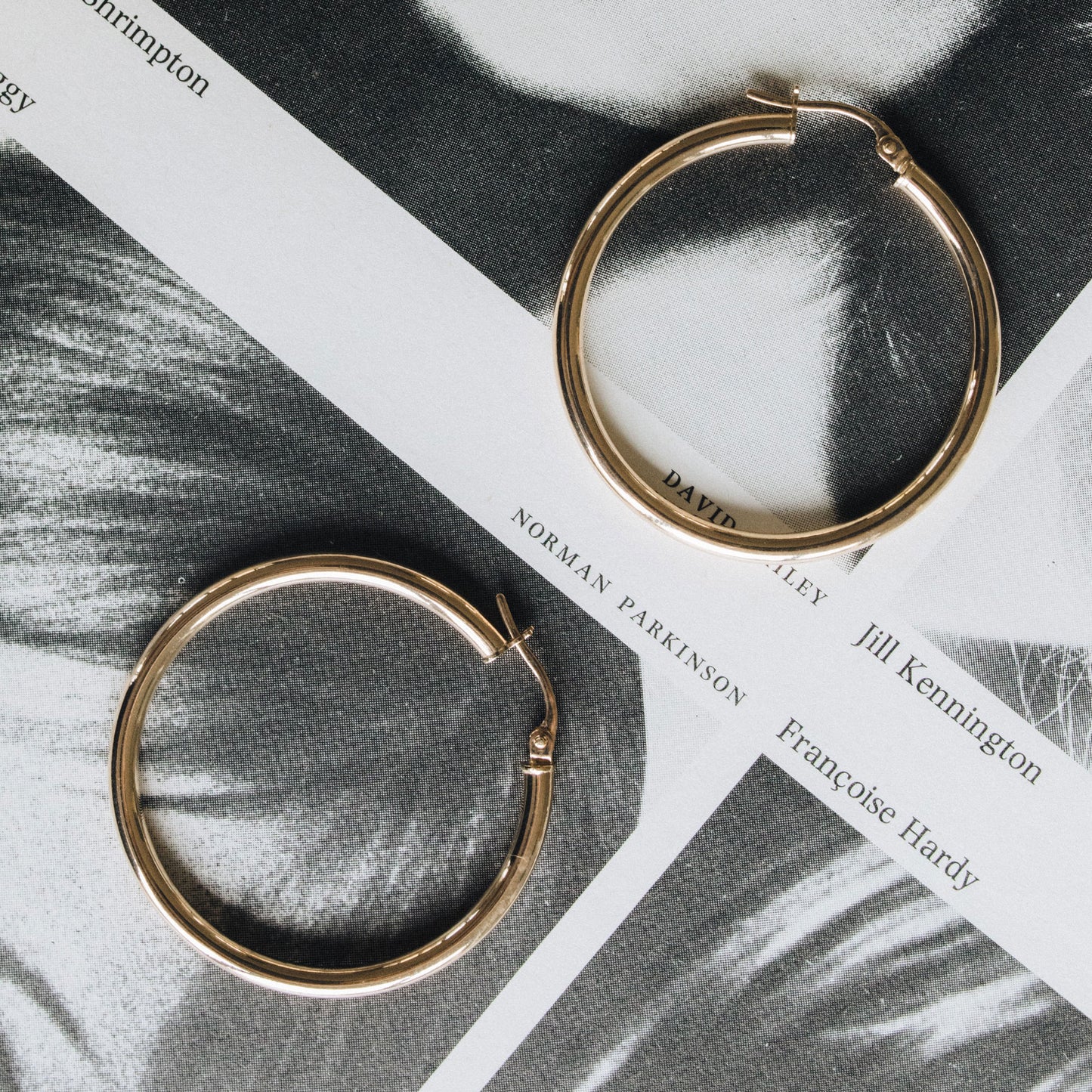 Classic Hoops shown side by side highlighting their polished gold finish