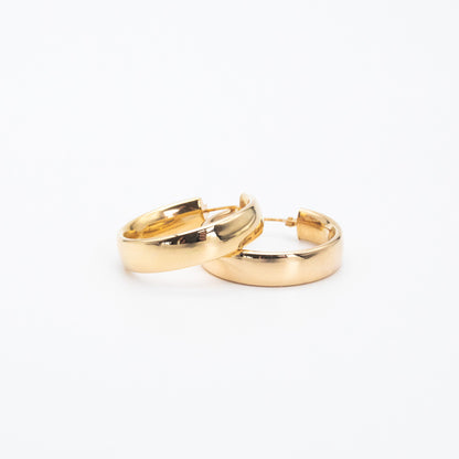 Small 9ct gold D-shape hoops displayed together on white background