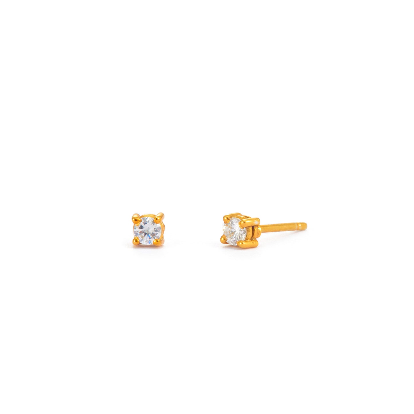 Simple gold and clear stone stud earrings
