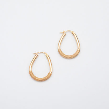 Set of hollow oval-shaped 9ct gold hoop earrings