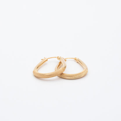Set of hollow oval-shaped 9ct gold hoop earrings
