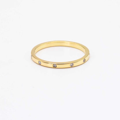 Gypsy ring in 9ct solid gold with six flush-set white diamonds – handcrafted fine jewellery.