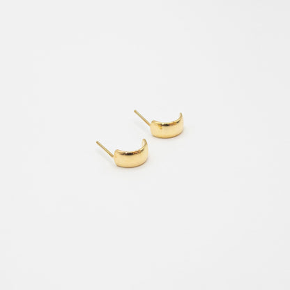 Single 9ct gold mini bold hoop earring showing smooth polished finish.