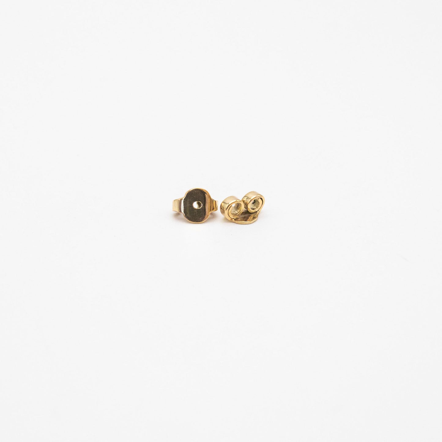 Single 9ct gold mini bold hoop earring showing smooth polished finish.