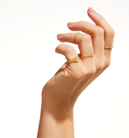 9ct gold pinky signet ring with personalised initial engraving