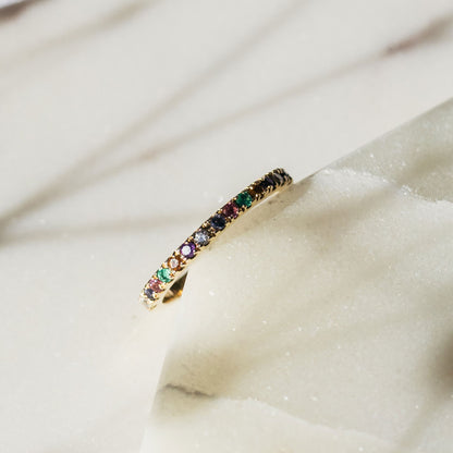  Rainbow eternity ring in 9ct gold with multicoloured gemstones – handcrafted fine jewellery from South Africa