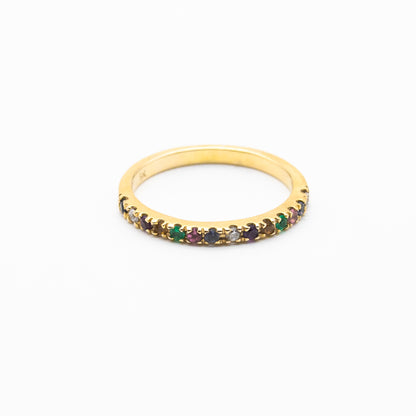 Rainbow eternity ring in 9ct gold with multicoloured gemstones – handcrafted fine jewellery from South Africa