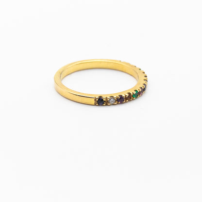 Rainbow eternity ring in 9ct gold with multicoloured gemstones – handcrafted fine jewellery from South Africa