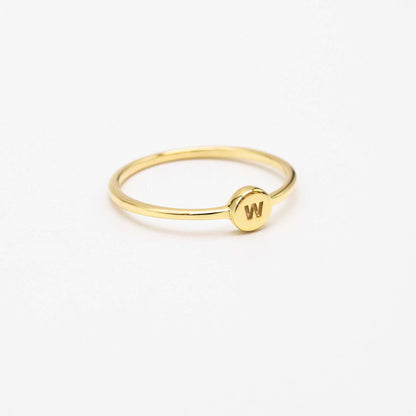 9ct gold petite signet stacker ring engraved with initial