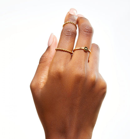 9ct gold petite signet stacker ring engraved with initial