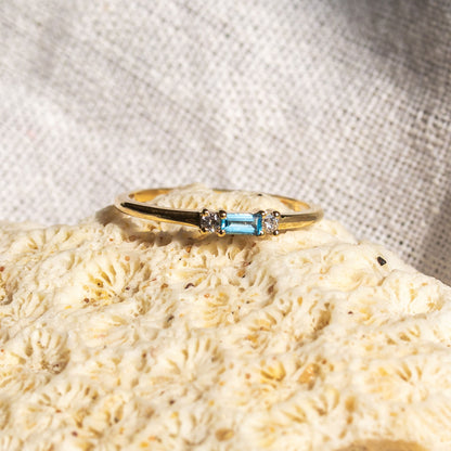 9ct gold blue topaz and diamond statement ring – handcrafted fine jewellery from South Africa