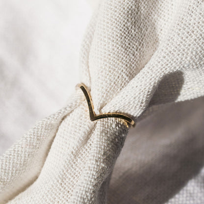 Delicate gold wishbone ring – minimalist lucky charm jewellery